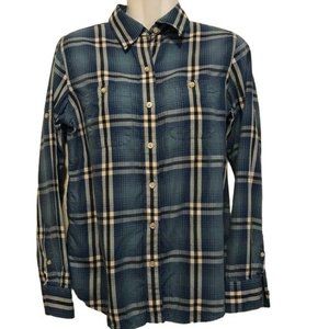 Lauren Jeans Company Blue Cotton Plaid Shirt Long Sleeve Button Up Size XS